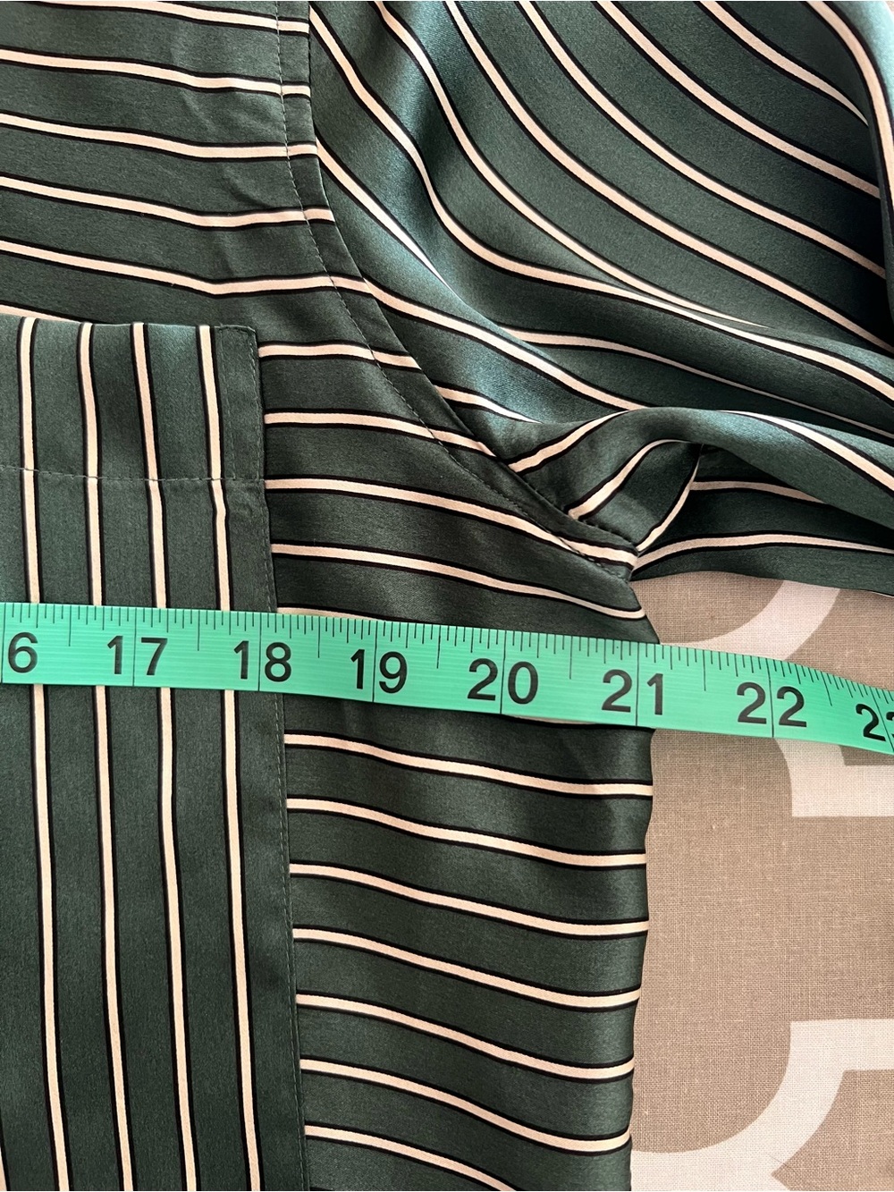 Rails Silk Forest Green Striped Button-Up Blouse - Picture 7 of 8